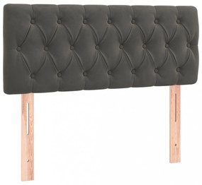 sötétszürke bársony LED-es fejtámla 90 x 7 x 78/88 cm