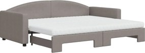 vidaXL tópszínű kihúzható szövet heverő matracokkal 90 x 200 cm