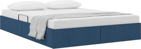vidaXL Tárolós Ágy fejtámlával tárolóval Kék 140 x 190 cm szövet