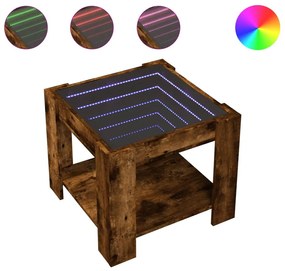 Füstös tölgy szerelt fa dohányzóasztal LED-del 53 x 53 x 45 cm
