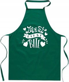 Konyhai Kötény zöld Valentin Napi Ajándék Love First Bite Szerelem FA_438_z