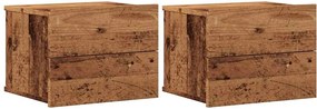 vidaXL 2 db kézműves tölgy falra szerelhető éjjeliszekrény 40x32x30 cm