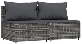 3 részes szürke polyrattan kerti ülőgarnitúra párnákkal