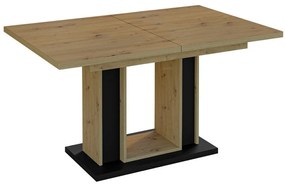 Asztal Goodyear 124Artisan tölgy, Fekete, 75x90x140cm, Hosszabbíthatóság, Laminált forgácslap, Laminált forgácslap