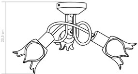 átlátszó üveg lámpaernyős mennyezeti lámpa 3 db E14-es izzóhoz