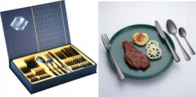 Evőeszköz szett ajándék szett 24db-os Fekete