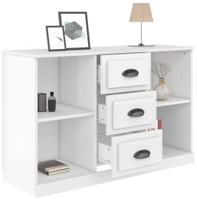 magasfényű fehér szerelt fa tálalószekrény 104,5x35,5x67,5 cm