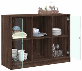 barna tölgy színű szerelt fa tálalószekrény 102x37x75,5 cm
