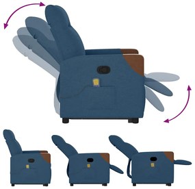 kék szövet felállást segítő dönthető masszázsfotel