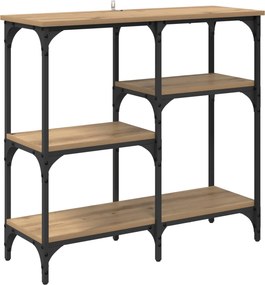 vidaXL Konzolasztal polcokkal Artisan tölgy 80 x 29 x 75 cm Faanyag