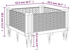 szürke PP kerti virágláda cövekekkel 42,5 x 42,5 x 28,5 cm