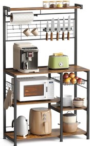 VASAGLE konyhai állvány, állópolc, vintage barna–fekete