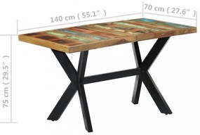 tömör újrahasznosított fa étkezőasztal 140 x 70 x 75 cm