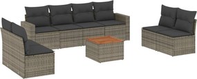 vidaXL 9 részes szürke polyrattan kerti ülőgarnitúra párnákkal