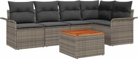 vidaXL Kerti Kanapé Szett párnával 6 pcs Szürke polirattan