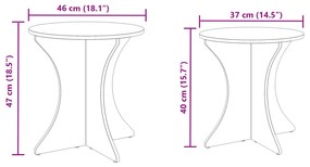 Dohányzóasztal 2 pcs Fehér 46 x 46 x 47 cm Tömör fenyőfa