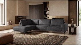 Antracitszürke bőrutánzat sarokkanapé (bal oldali) Copenhagen – Scandic