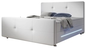 Oakland ágy 180 x 200 műbőrrel és rugós matraccal fehér színben