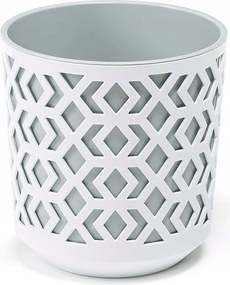 Virágtartó fehér áttört szürke betéttel Dekoratív virágtartó fedél 25xh27cm