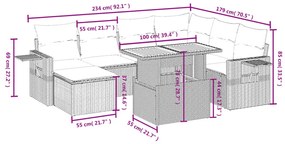 8 részes bézs polyrattan kerti ülőgarnitúra párnával