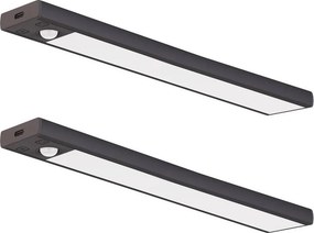 2 darabos készlet: VIRO LED újratölthető bútorvilágítás érzékelővel, 1,2 W, 800 mAh, 30 cm, CCT, fekete