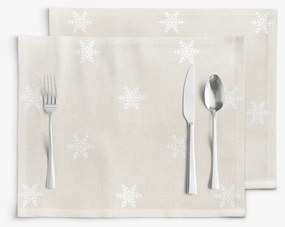 Goldea natura 2 darabos reggeliző alátét - hópelyhek természetes alapon 30 x 40 cm