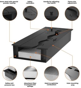 InFire - Beépített BIO kandalló 7,5x50 cm 3,5kW fekete
