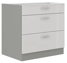 Alsó konyhaszekrény fiókokkal 80 D 3S BB Multi (szürke + fényes fehér). 1070028