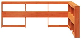 Könyvespolc fejtámla L-alakú viaszbarna 120 cm tömör fa fenyőfa