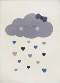 Puha krémszínű gyerekszőnyeg,esőfelhő mintás 120x170cm