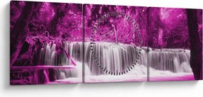 Kép - Vízesés, lila (órával) (90x30 cm)