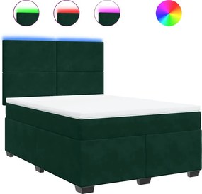 vidaXL sötétzöld bársony rugós ágy matraccal 160x200 cm