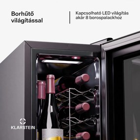 Klarstein Shiraz 8 Uno, függőleges borhűtő, 8 palack, 8 - 18 °C, érintős vezérlés