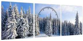 Kép - Tél az erdőben (órával) (90x30 cm)