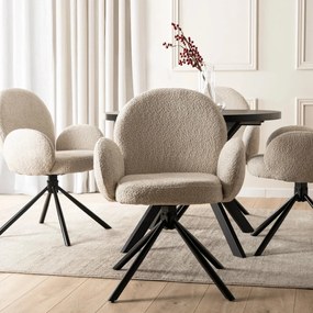 Forgószék bézs bouclé kárpittal – MUSSO