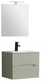 Trent Fürdőszobabútor 60 cm kerámia mosdóval (2 fiókos) tükörrel 60x80 cm zöld