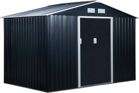 Outsunny 4,9 m²-es Kerti Tároló, Tetős Kerti Ház, Kicsúsztatható Ajtó, Alapozás, 277 x 195 x 192 cm, Horganyzott Acélból Készült, Időjárásálló Kerti S