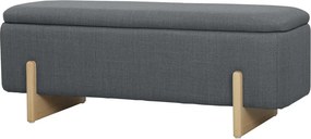 HOMCOM Puff tárolóval, pad habpárnával, vászonutánzat, 111 x 44 x 44,5 cm, sötétszürke