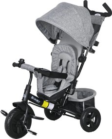 HOMCOM 6 az 1-ben Tricikli Tolófogantyúval, Gyerek Tricikli Levehető Napernyővel, Párnával, 5-Pointos Biztonsági Övvel, Kosárral, Pohártartóval, 1-5 É