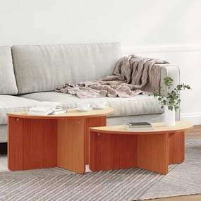 Dohányzóasztal 2 pcs Viaszbarna 79 x 39.5 x 40 cm Tömör fenyőfa