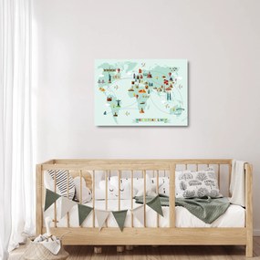 Kép - Térkép műemlékek piktogramjaival (üvegen) (70x50 cm)