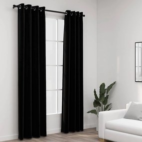 vidaXL 2 db fekete, vászonhatású sötétítőfüggöny fűzőkarikával 140 x 245 cm