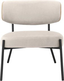 Krémszínű bársony fotel lábtartóval Jerry – Støraa