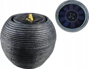 Kerti szökőkút szürke LED-es napelemes gömb meleg fehér 36cm
