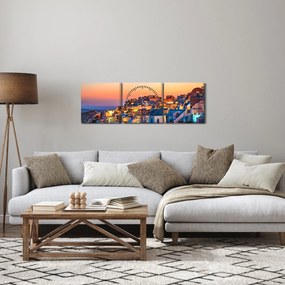 Kép - Santorini alkonyatkor (órával) (90x30 cm)