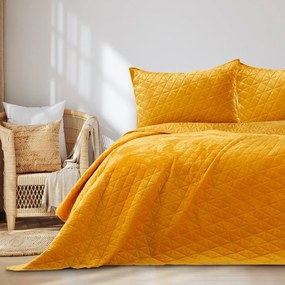 Sárga bársony steppelt ágytakaró 220x240 cm Laila – Restilo