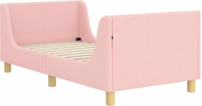 vidaXL Gyerekágy kerettel fejtámlával Rózsaszín 80 x 160 cm Juh Gyapjú
