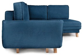 Kék kordbársony kinyitható sarokkanapé (jobb oldali) Tori – Bonami Selection