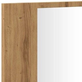 kézműves tölgy szerelt fa tükrösszekrény LED-del 90x12x45 cm