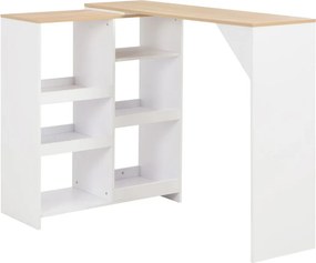 vidaXL fehér bárasztal mozgatható polccal 138 x 39 x 110 cm